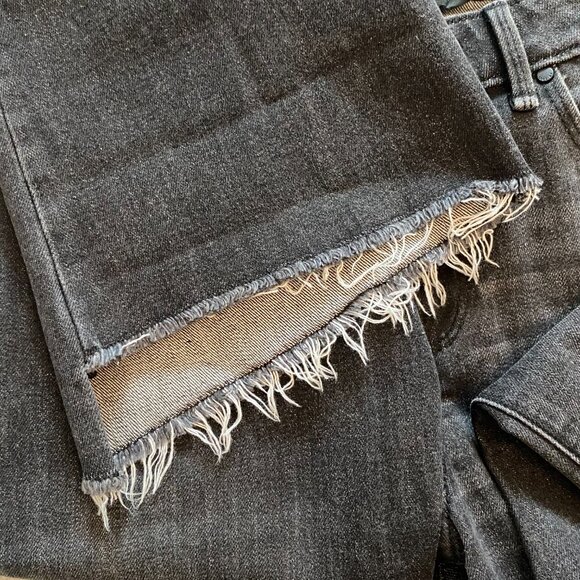 Abercrombie and Fitch Black Grey Cropped Flare Denim Jeans with Step-Hem - Picture 7 of 8